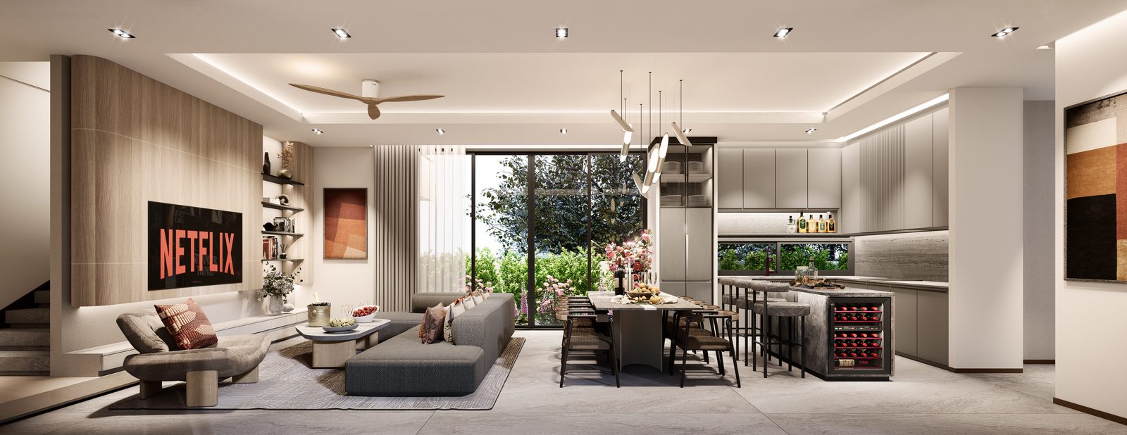 Living room with garden view