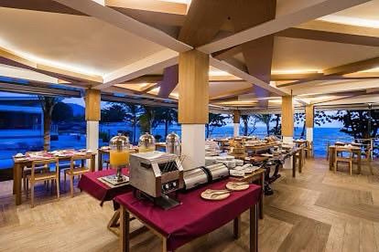 Breakfast service in the beachfront restaurant