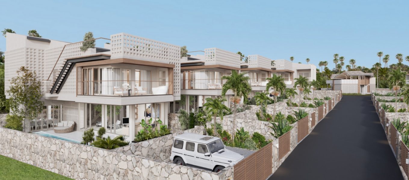 A corner villa and its car court