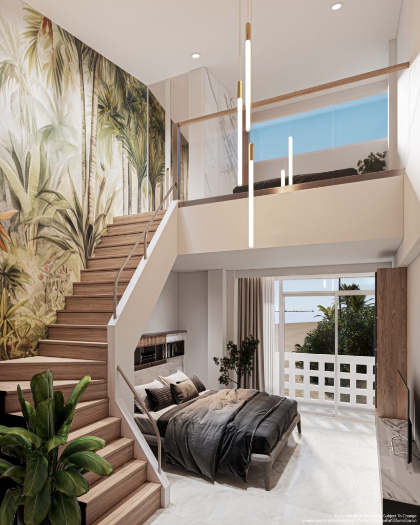 The mezzanine bedroom in a type 1 villa