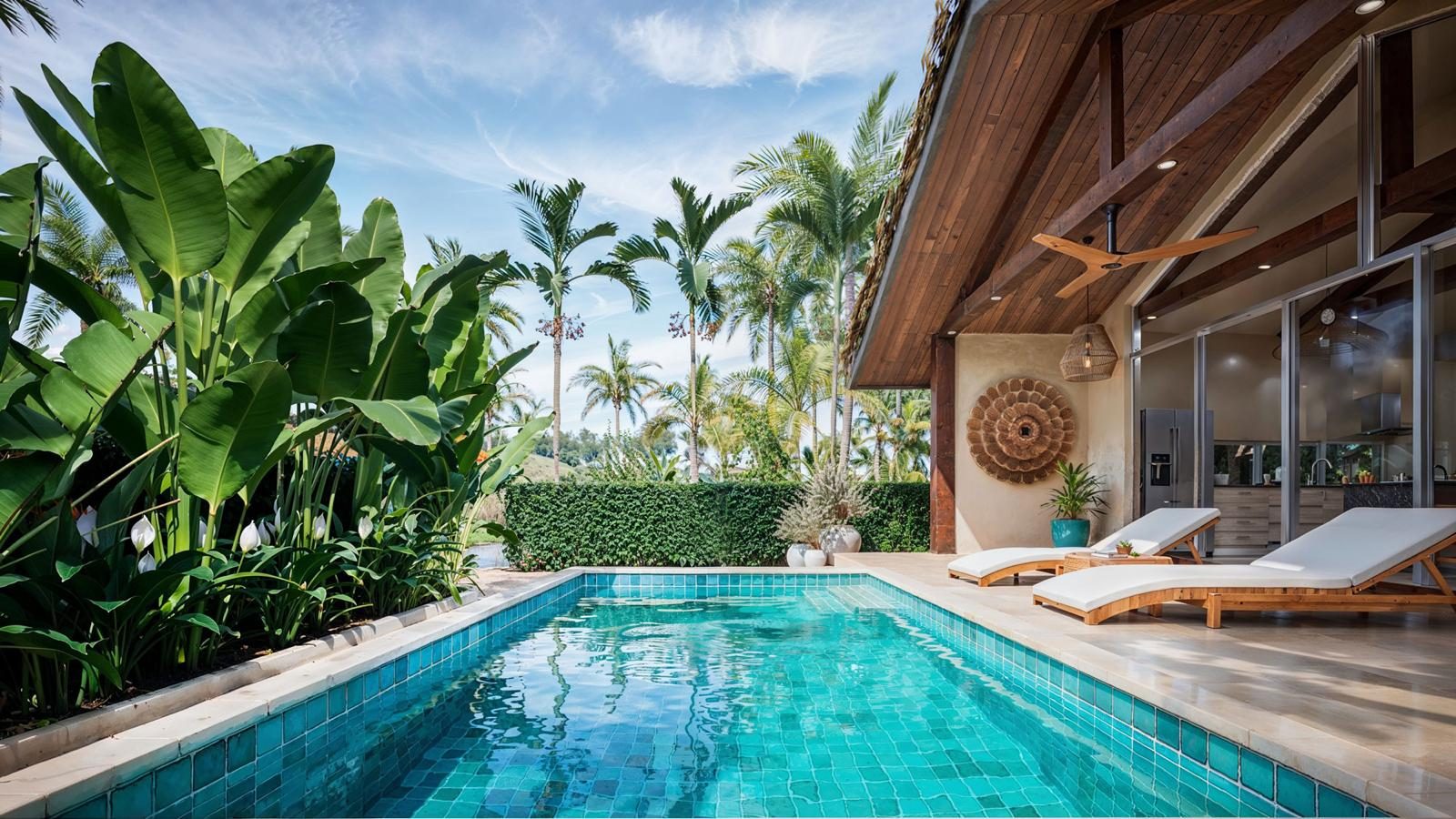 Private swimming pool running alongside the villa