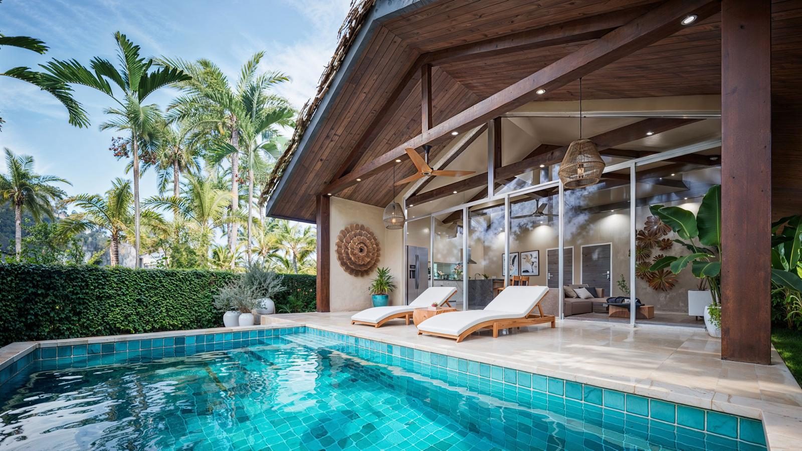 Balinese-style pool villa with private swimming pool and tropical garden