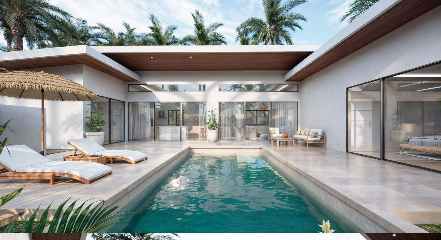 Private swimming pool beside the villa terrace