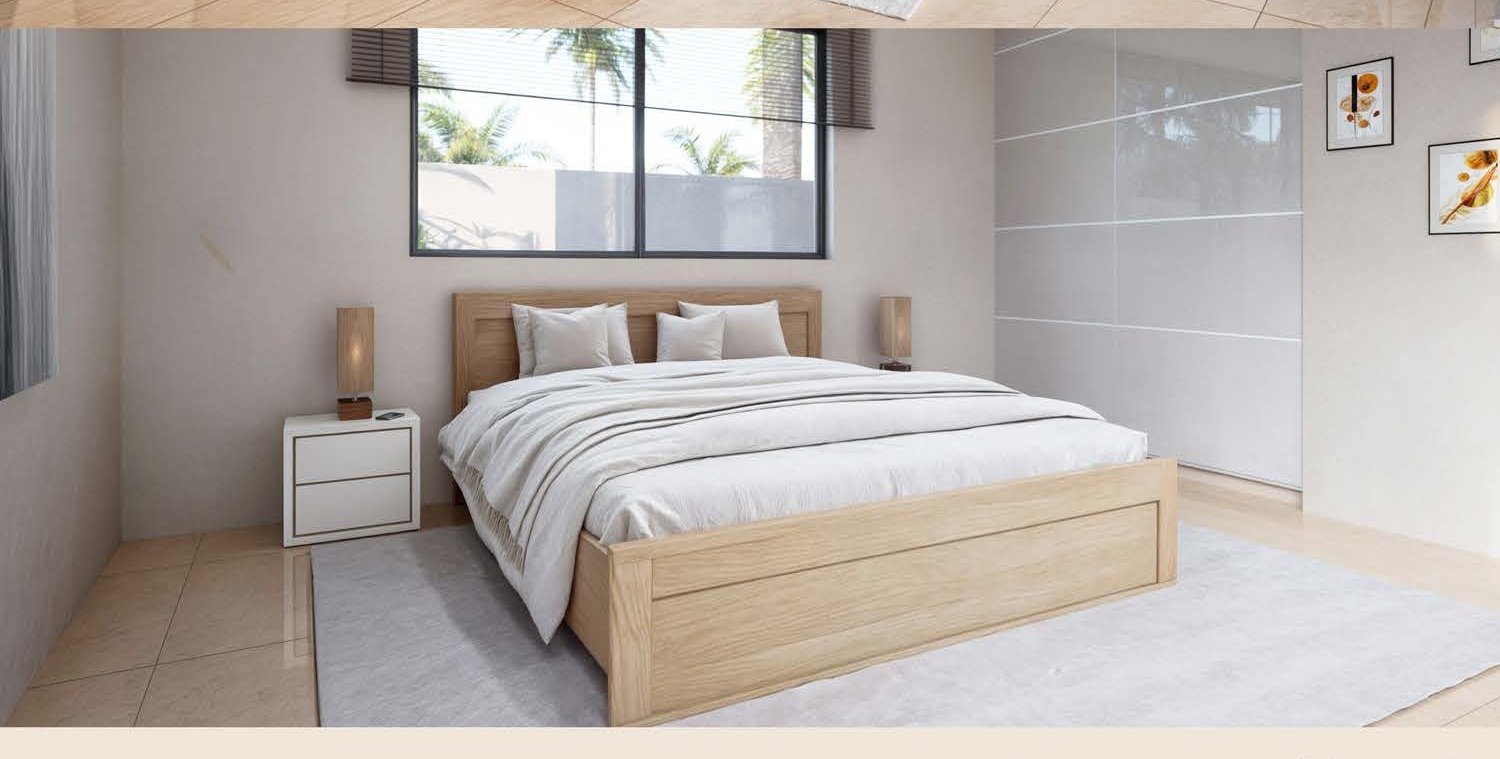 Second bedroom in natural oak and white