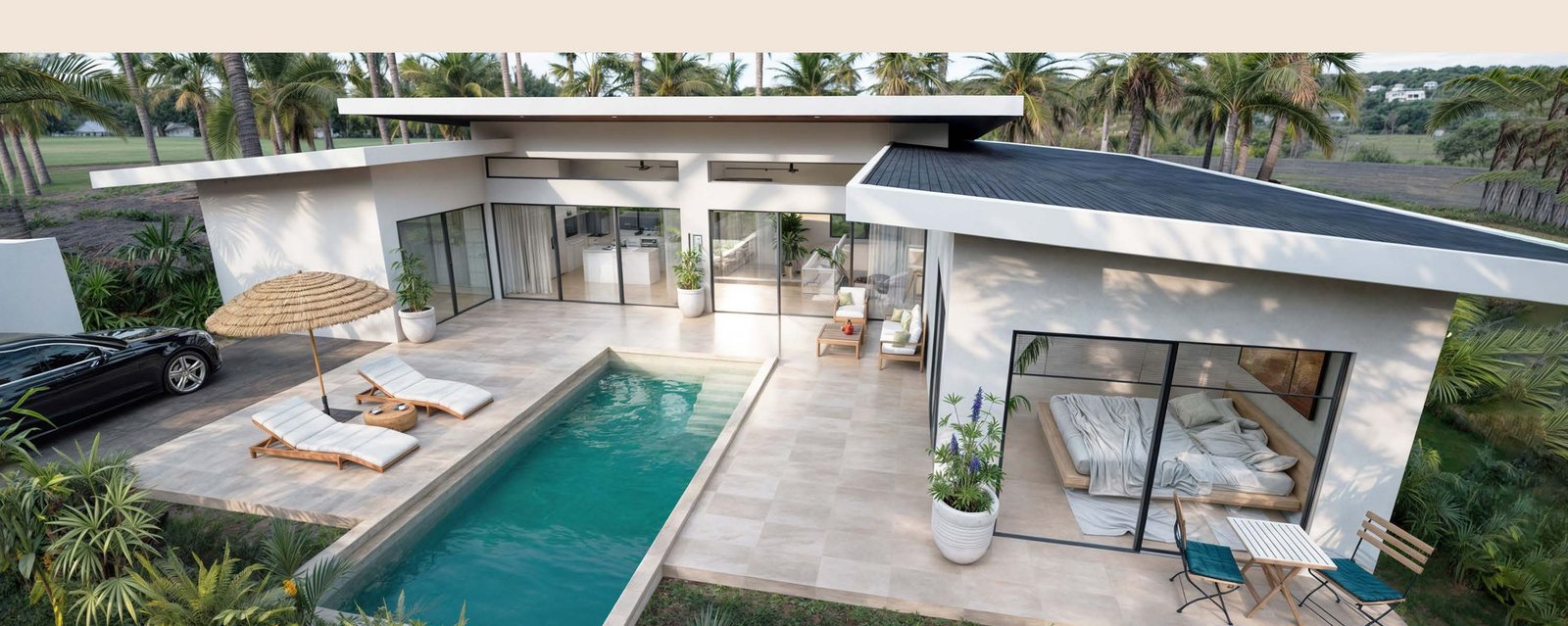 Private swimming pool beside the villa terrace