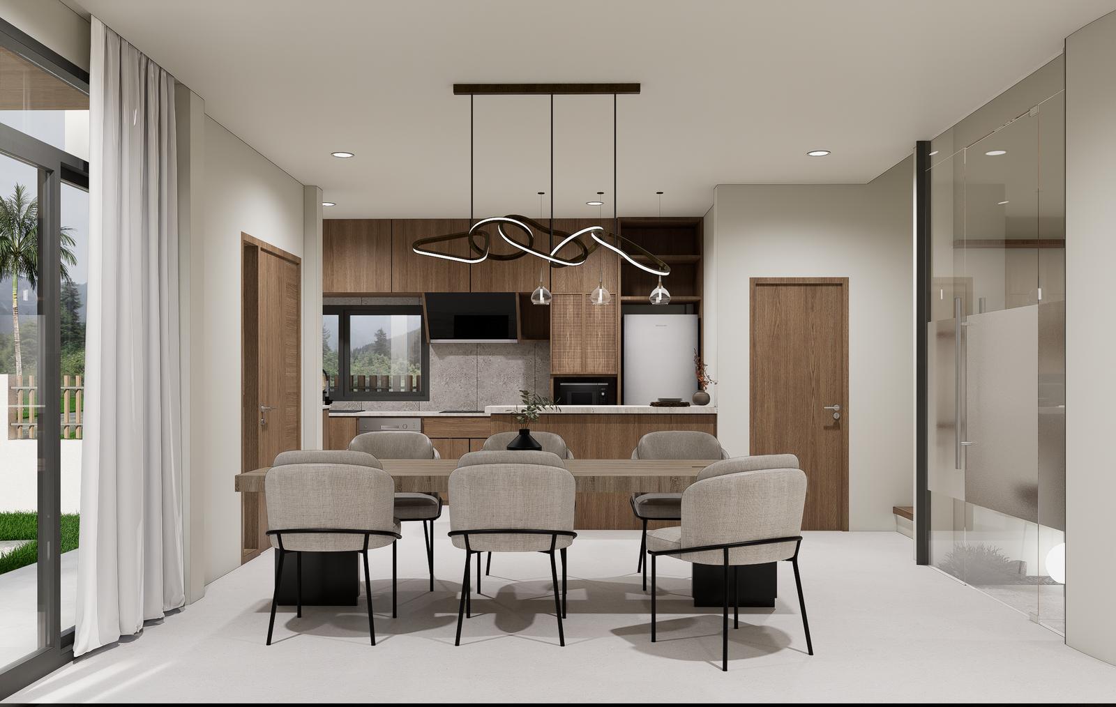 Dining area beside the open kitchen