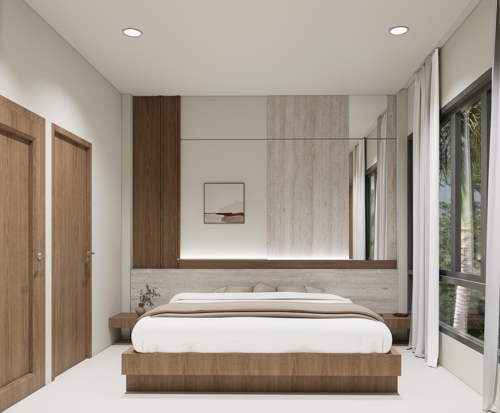 Third bedroom with full-height windows to the garden