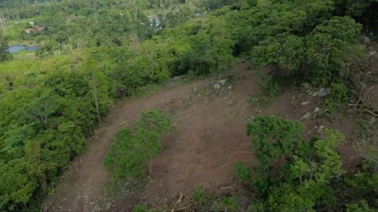 The site before construction, cleared terraces on the hillside
