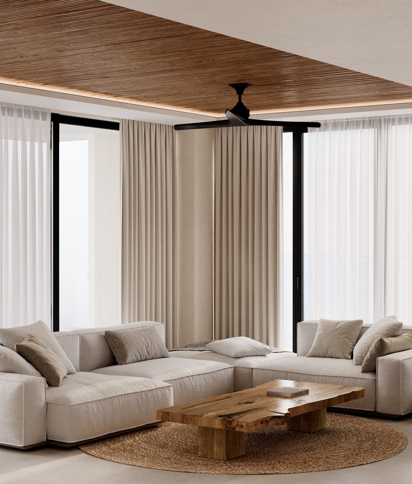 Living room opening to the terrace