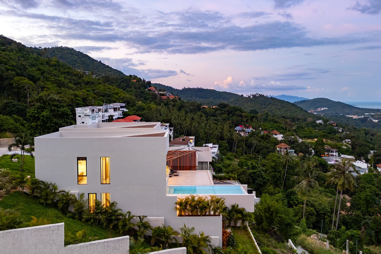 Aerial view of the villas