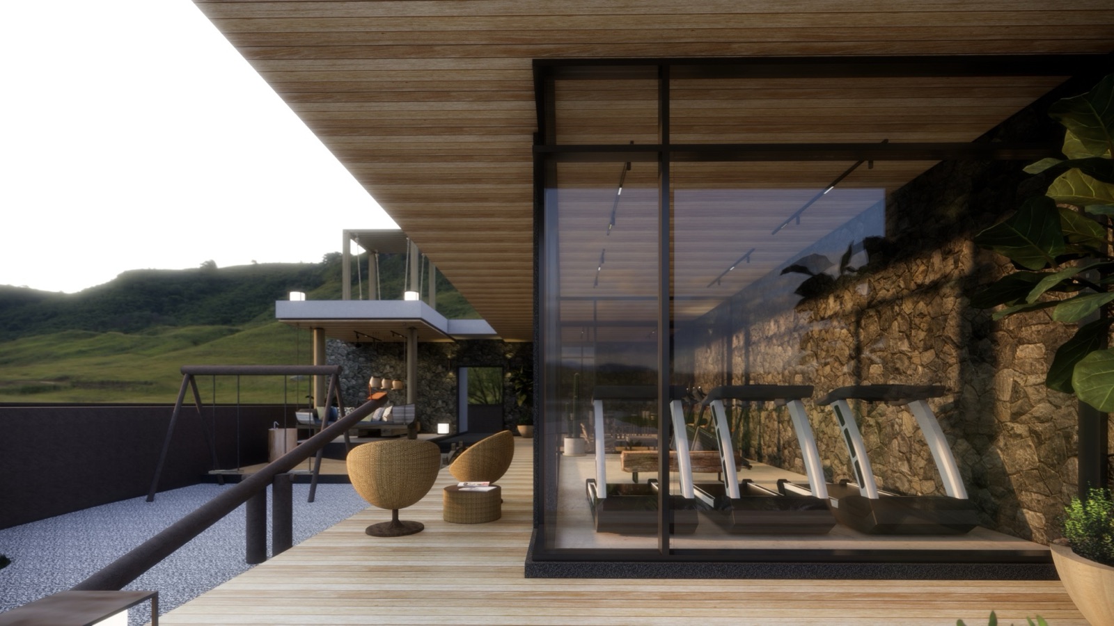Residents’ clubhouse with a fitness zone and terrace