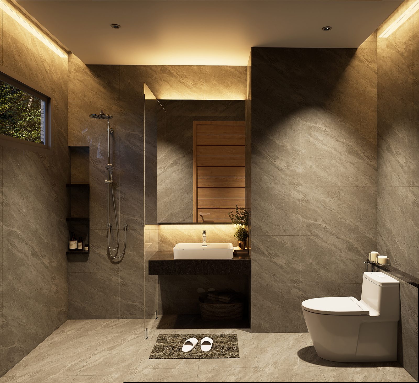 Second bathroom with a glazed walk-in shower