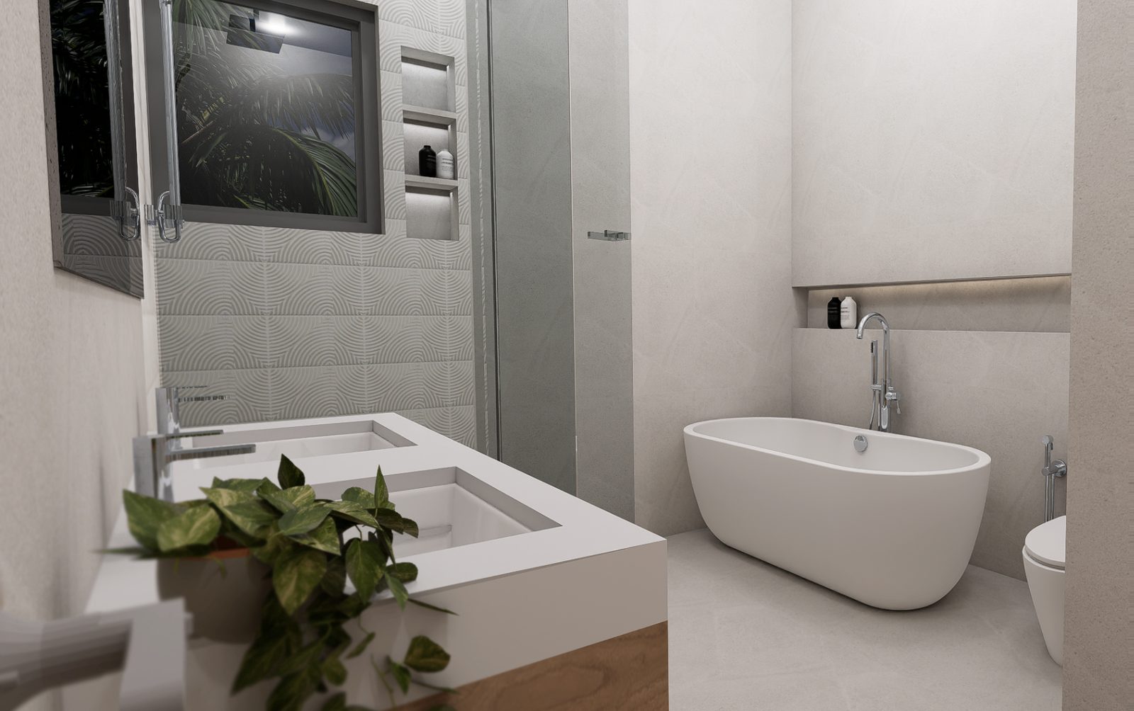 Bathroom with a freestanding tub
