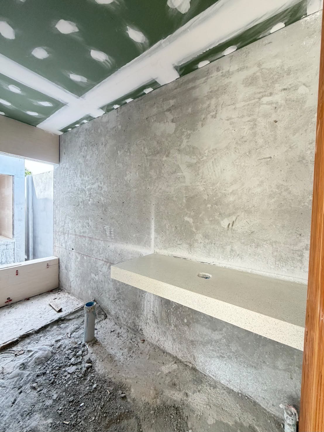 A bathroom shell, before the fittings