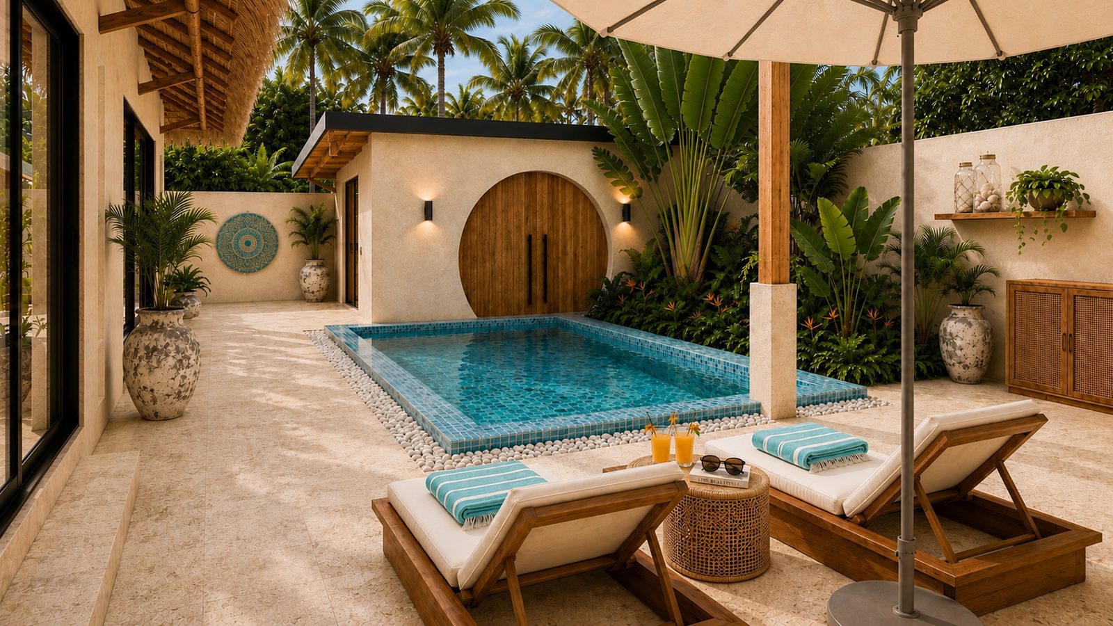 One-bedroom villa with private pool and covered sala