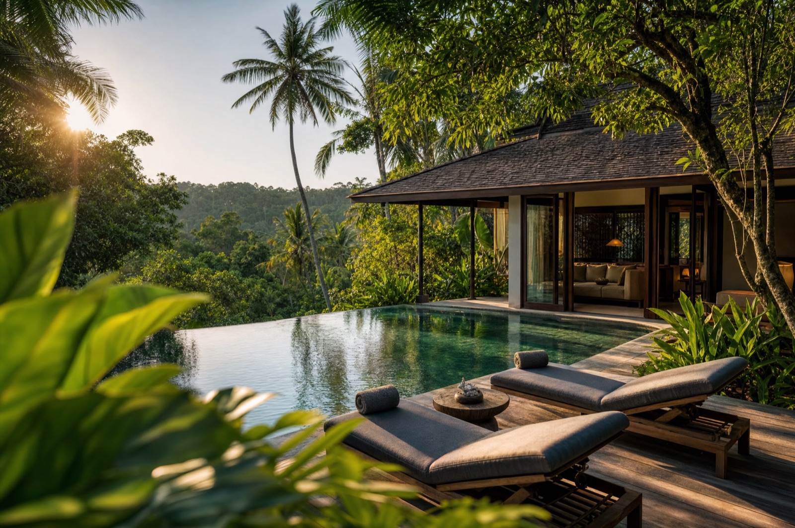 Tropical jungle villa with infinity pool
